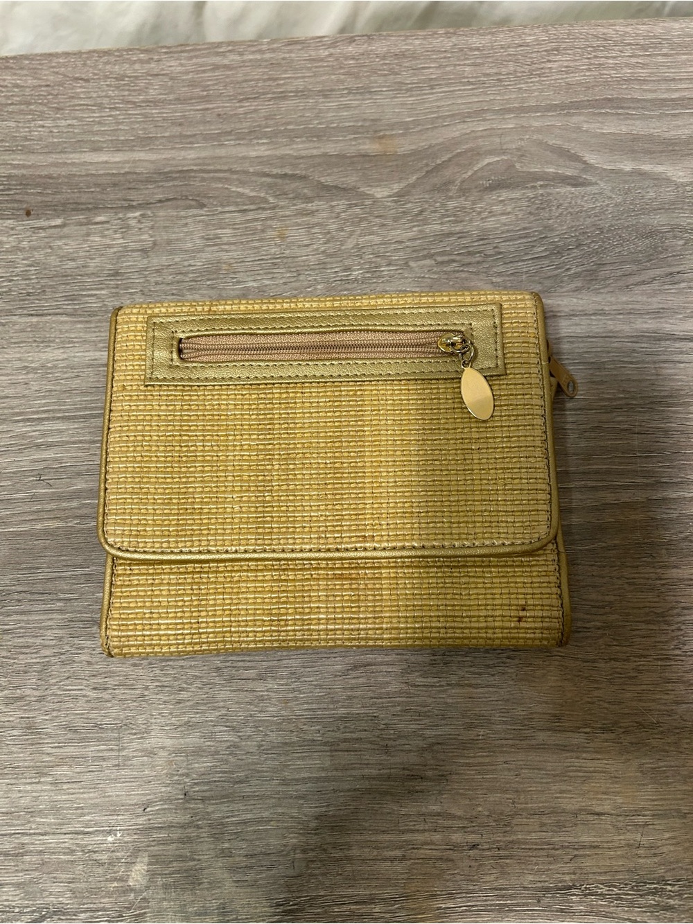 Woven Straw Fold-Over Clutch Wallet - straw